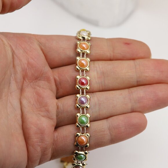 Multi Stones Choker Necklace Adjustable Fancy Chokers  (#63) - Picture 5 of 10